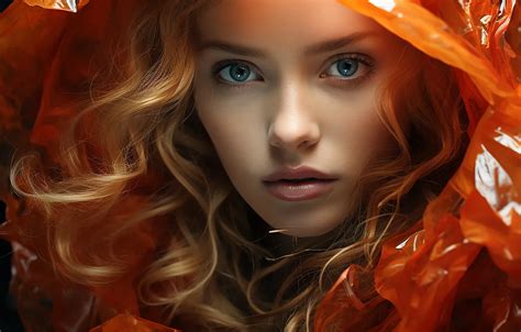 Wallpaper look, girl, portrait, hood, AI art, neural network for mobile ...