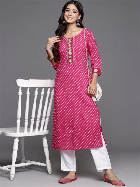 Buy Pink Printed Cotton Straight Kurta Online at Rs.749 | Libas