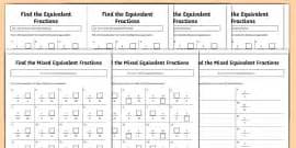 Equivalent Fractions Worksheet with Answers Year 5 & 6