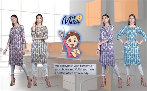 Buy RnP Women's Blue Abstract Printed Rayon Kurti (Size S) at Amazon.in