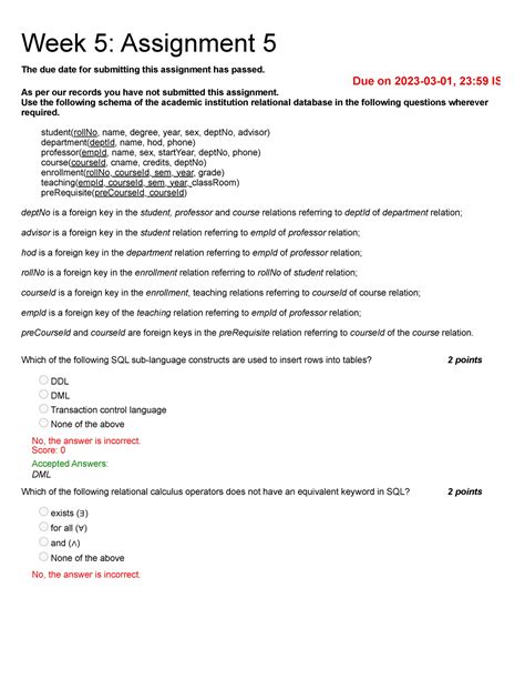 Introduction to Database Systems - Unit 7 - Week 5 - 2 points 2 points ...