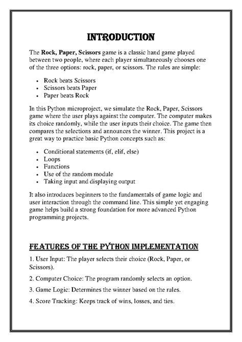 Python project: rock, paper, scissors game simulation - Studocu