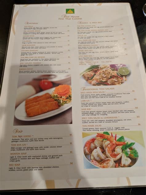 Menu at Thai House restaurant, Dothan