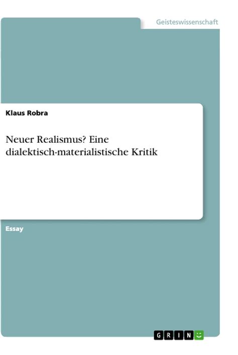Buy Neuer Realismus? Eine dialektisch-materialistische Kritik Book ...