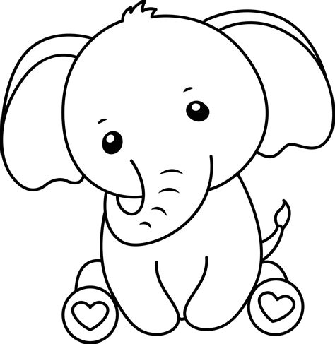 Baby Elephant Clipart Outline