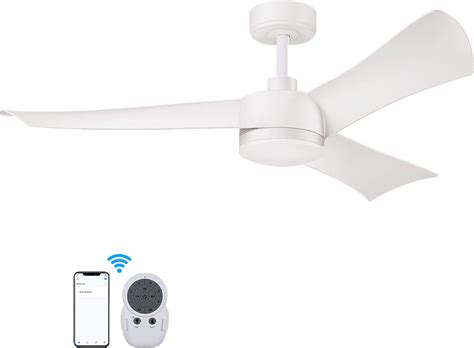 Amazon.com: Modern White Smart Ceiling Fan with Lights Remote, 4”&10 ...