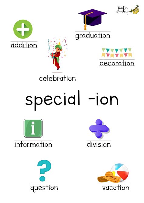 Special -ion poster by Teacher Lindsey | Phonics reading, Phonics, English lessons for kids