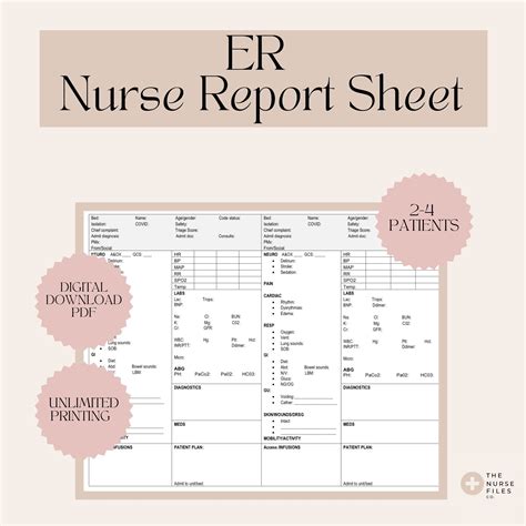 Emergency room nurse report sheet 2 4 patients er shift handover er ...