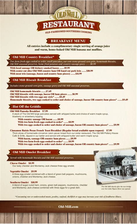 The Old Mill Menu FLOUR FREE MENU The Old Mill