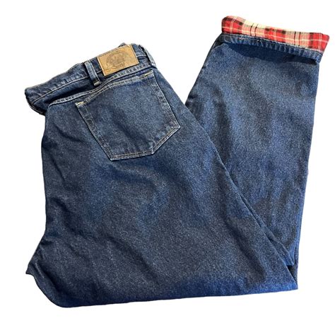 Cabellas Roughneck Mens Flannel Lined Jeans Blue Denim Relaxed Fit ...