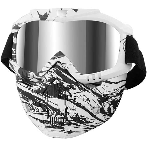 GGBuy Motorcycle Helmet Riding Goggles with Removable Face Mask Vintage ...