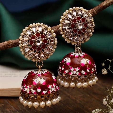 Maroon Nimrat Meena Jhumka – Shona's Style