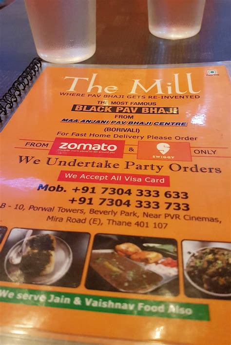 Menu at The Mill Restaurant - Best Black Pav Bhaji in Miraroad, Mumbai ...