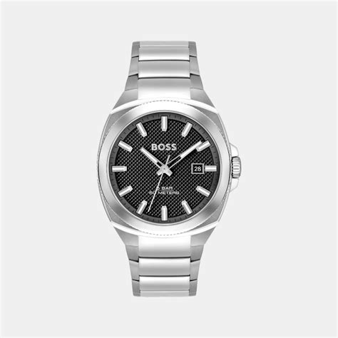 Boss Walker Men Quartz Black Dial Analog Stainless Steel Watch 1514136 ...