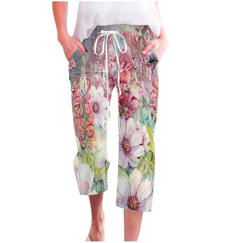 Vrhaik Women Linen Pants Tall Womens Capri Pants For Summer Ladies ...