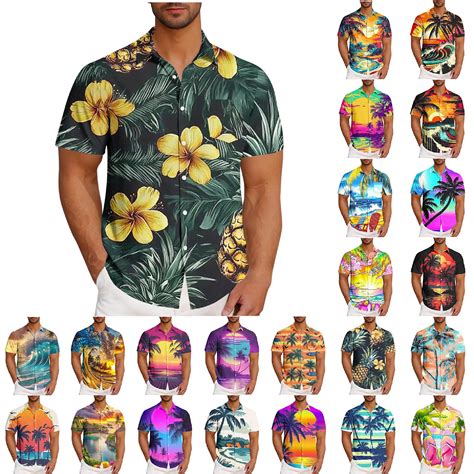 ZRGHAOYLQ Summer Beach Shirts for Men Trendy Palm Tree Graphic Tees Big ...