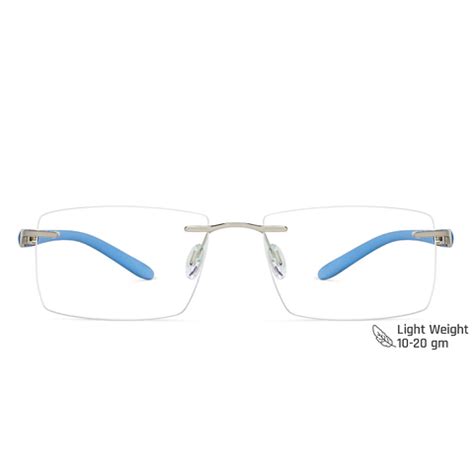 Buy Silver Black Sky Blue Rimless Rectangle Vincent Chase SLEEK STEEL ...