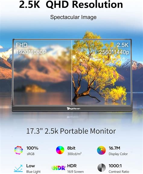 MAGICRAVEN 2.5K Portable Monitor, 17.3 QHD IPS Laptop Screen, India | Ubuy