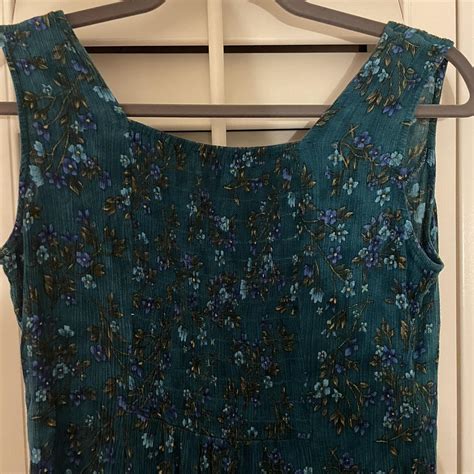 Casual green teal floral dress sundress for the... - Depop