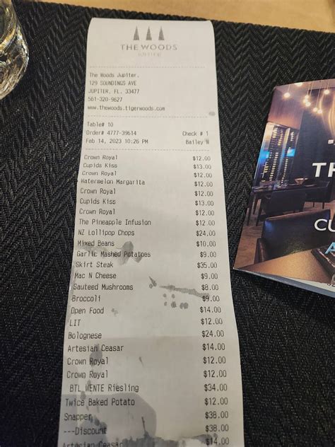 Menu at The Woods Jupiter pub & bar, Jupiter