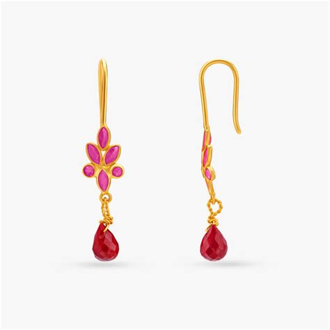 Perfect Floral Ruby Drop Earrings