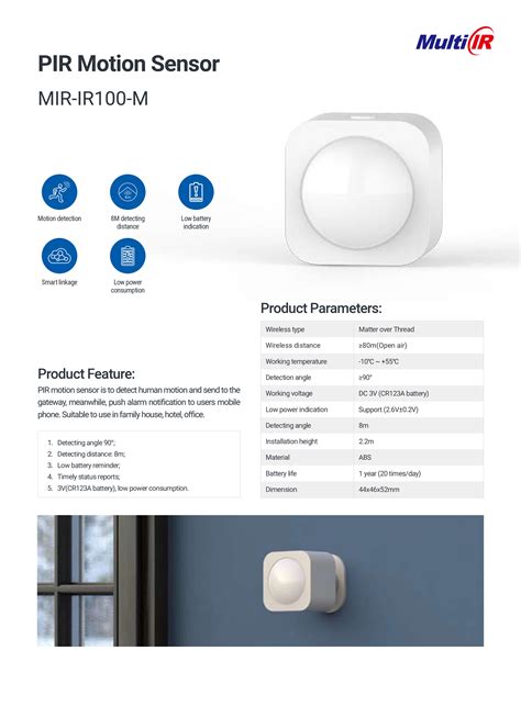 PIR Motion Sensor(Matter over Thread)_Matter Sensor_Multi IR | Smart ...