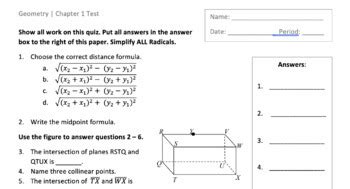 Image result for Geometry Chapter 1 Test