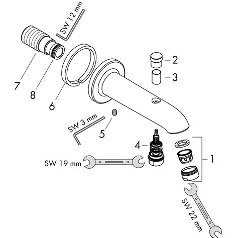 hansgrohe Bath fillers: Bath spout 22.8 cm with diverter valve, Item No ...