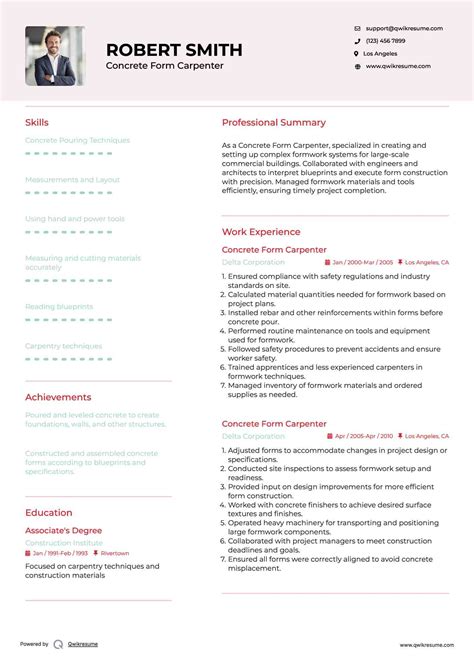 10+ Concrete Form Carpenter Resume Samples & Templates for 2025