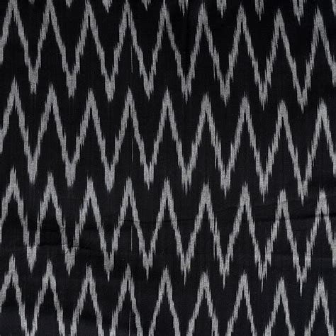 (PPRE-CUT 1.95 METER) Pure Cotton Ikkat Black With Grey Zig Zag Woven ...
