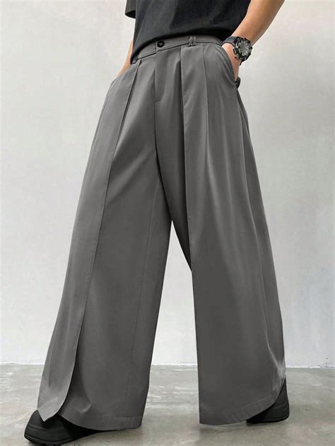 Manfinity EMRG Layered Design Casual Loose Wide Leg Pants For Men ...