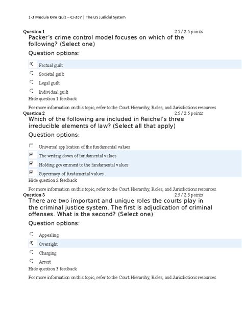 1-3 Quiz - Module 1-3 Quiz - Question 1 2 / 2 points Packer's crime ...