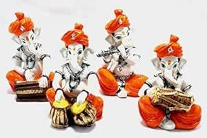 Buy Craftomanic® Handcrafted Polyresin Musical Ganesha Ganpati Idol ...