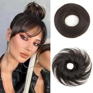 Miss Lirenn® Human Hair Extension Black Messy Bun with Elastic Band ...