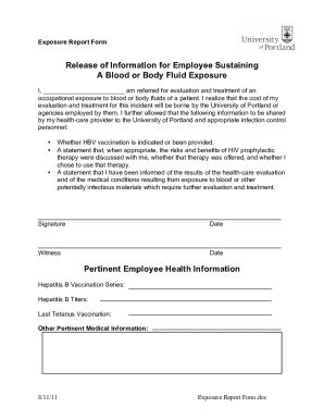 Fillable Online Exposure Report Form.doc Fax Email Print - pdfFiller