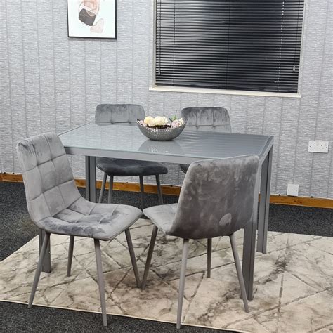 Grey Dining Table Chairs Set Of 4
