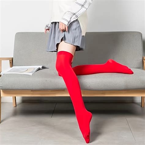 Solid Thigh High Socks Slim Over The Knee Stockings – CRAZE