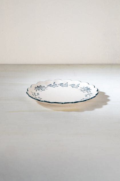 Buy Montane Handpainted Aqua And White Ceramic Dinner Plate Online ...