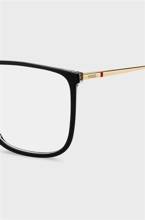 HUGO - Black-acetate optical frames with gold-tone temples - Black
