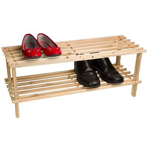 Wooden Two Tier Shoe Rack | Wooden shoe racks, Shoe rack, Small shoes
