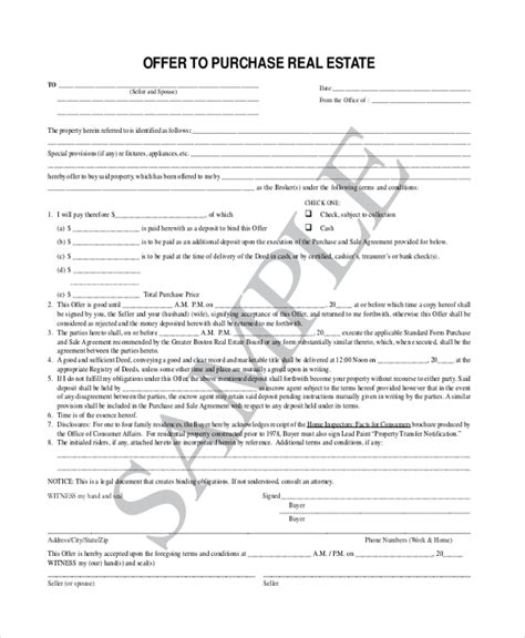 Image result for Real Estate Offer Form