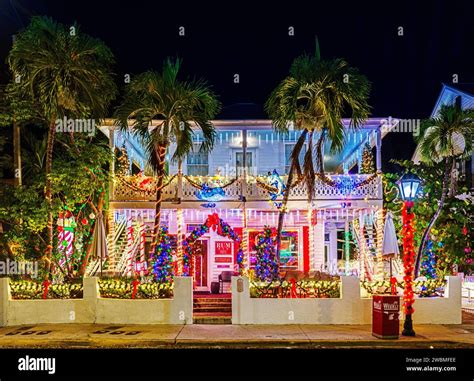 Christmas Decorated House Key West, Florida USA Stock Photo - Alamy
