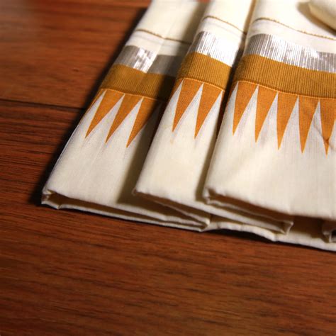 Kuthampully Handloom Cotton Set Mundu with 4 Inch Temple Design Border ...