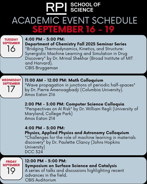 School - This weeks academic event schedule is stacked! Starting with ...