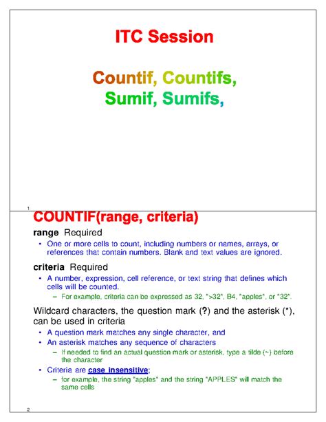 On Countif,Countifs,Sumif,Sumifs - 1 range Required One or more cells ...