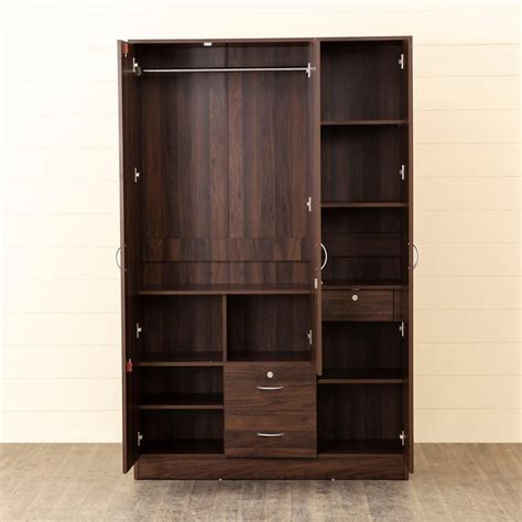 Buy Helios Lewis 3-Door Wardrobe with Mirror and Drawers - Brown from ...