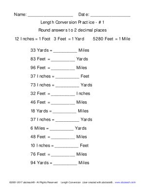 Fillable Online Length Conversion Practice - #1 - abcteach Fax Email ...