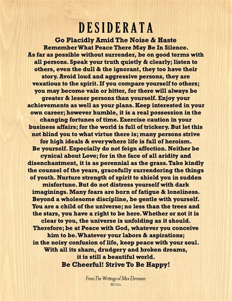 Desiderata Printable Text - Belem padoca