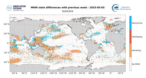 Marine heatwave forecasts - 3 May 2025 - Mercator Ocean International