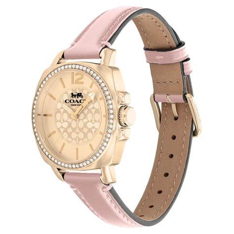 Buy Online Coach Quartz Analog Rose Gold Dial Leather Strap Watch for ...